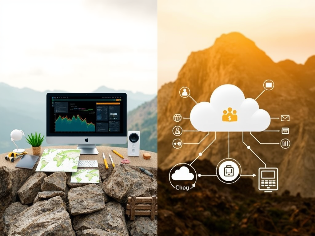 An AI-generated image illustrating local and cloud-based data management.