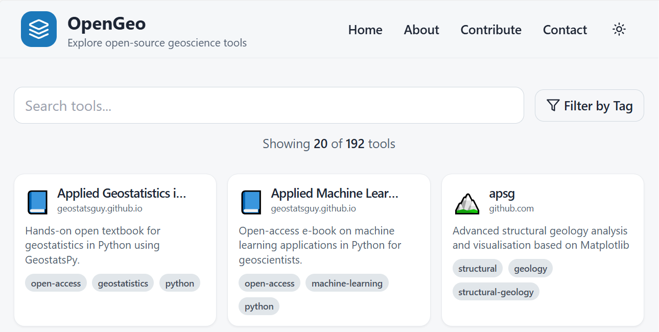 A screenshot from the landing page of OpenGeo— digitalgeosciences.com/opengeo.